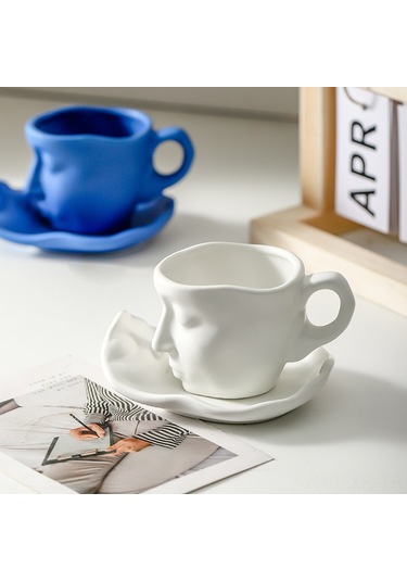 Xiyyadms Kahve & Çay Bardakları - Yaratıcı Yüz Desenli Seramik, 100ml Yeşil, Hediye İçin Uygun, Kaliteli Isı Tutucu