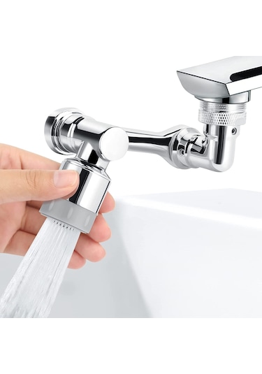 A1 1080 Derece Dönebilen Robotik Kol Musluk Başlığı, Musluk Gümüş