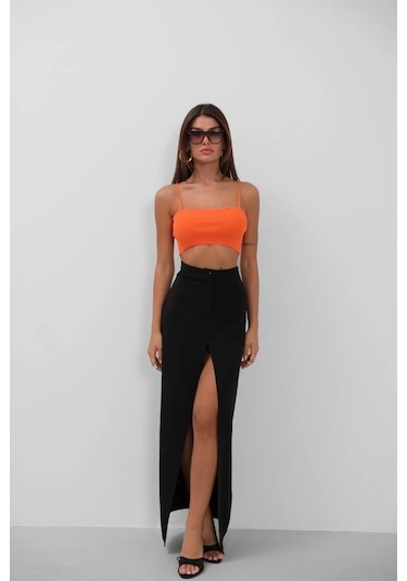 İnce Askılı Crop Top Turuncu