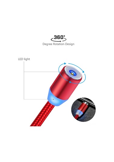 Suofeng 3-in-1 Manyetik Şarj Kablosu, 360 Kör Bağlanma, Led Işık, Android/ios/type-c Uyumlu, 2 Metre, Yüksek Dayanıklı 2.1a