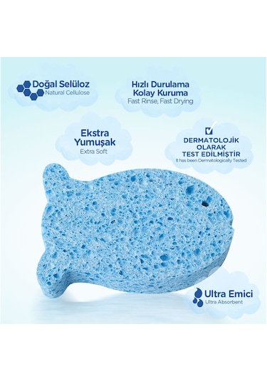 Wee Baby Doğal Selülozik Banyo Süngeri Mavi