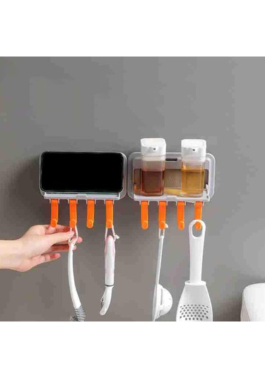 Homyl Katlanabilir Kancalar Kendinden Yapışkanlı Gri-turuncu