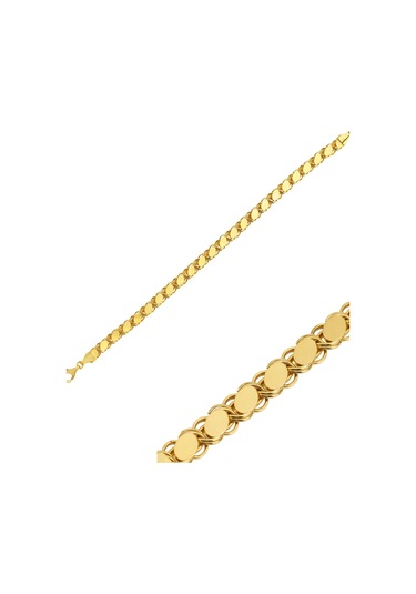 14 Ayar Altın Pullu Zincir Bileklik 3 Mm Sarı