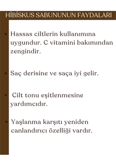 Doğal Hibiskus Sabunu, Çizgili Ve Kırışık Ciltler İçin Canlandırıcı Etkili Katkısız Sabun, 100gr