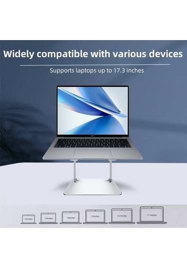 Ebitda Kaliteli Alüminyum Masaüstü Dizüstü Bilgisayar Braketi - Katlanabilir, 17,3 İnç, Gri