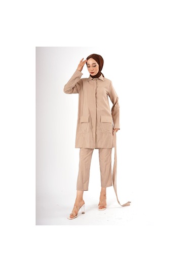 Fatma Sezen Çizgili İkili Takım Çok Renkli