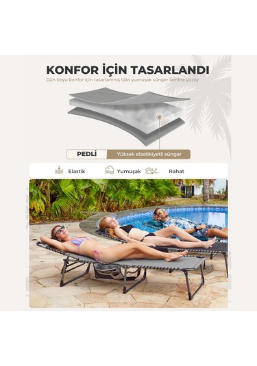 Kingcamp Magnolia B20 Premium 7 Kademeli Katlanır Dolgulu Şezlong Grey Gri