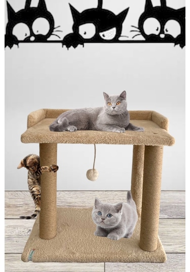 Nursoft Ponponlu Kedi Yatağı Kedi Tırmalama 47 CM