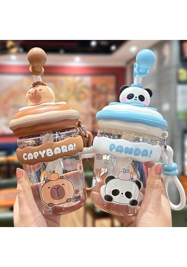 Wangxi Su Bardağı Gri 550 Ml Shake Bardağı Ilkbahar Yaz 2025 Yeni Sevimli Pipetli Buyuk Kapasiteli Isiya Dayanikli Karistirma Kupasi Gri 550 Ml Shake Bardağı