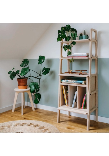 Woodesk Fiore, Ahşap Kitaplık Ve Raf Ünitesi, 140x50 Natural Renk