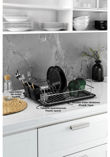 Tek Katlı Krom Bulaşıklık Dayanıklı Paslanmaz Bulaşık Sepeti, Tepsili, Tabak Ve Kaşık Kurutmalık - Tb-01 E Krom