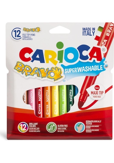 Carioca Bravo Süper Yikanabilir Keçeli Boya Kalemi 12'li