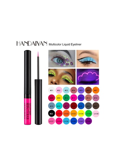 Uv Işık Neon Eyeliner Kalem Gözler Makyaj Kırmızı Su Geçirmez Sıvı Renkli Göz 33 No Box 01