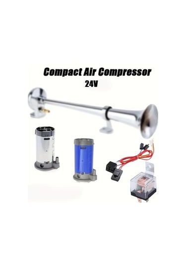 Pazly Red 24v Hava Kompresörü, Kornalar İçin Hava Pompası, Araç, Kamyon, Kamyonet, Minibüs, Tekne