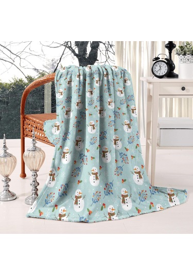 Noel Desenli 50x60 İnç Polar Battaniye, Yumuşak, Hafif Ve Kalın, Erkek, Kadın Ve Çocuk İçin Noel Kar Tanrısı Kızılcık
