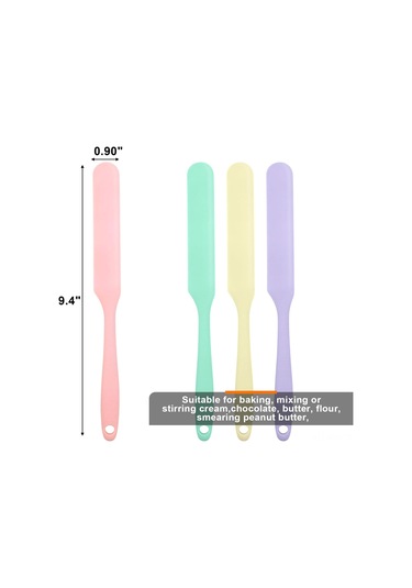 Kosona 4 Renkli Isıya Dayanıklı Silikon Spatula Seti, 25 Cm Boyunda Kek Krema Sürme Ve Karıştırma Araçları Çok Renkli