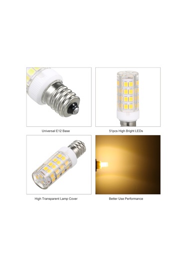 Moveevo E12 Vidalama Led Ampul 5w 3000k Isık 51 Led 360 Aydınlatma 220v-240v Mikrodalga Fırın Buzdolabı适合 Ilık Beyaz