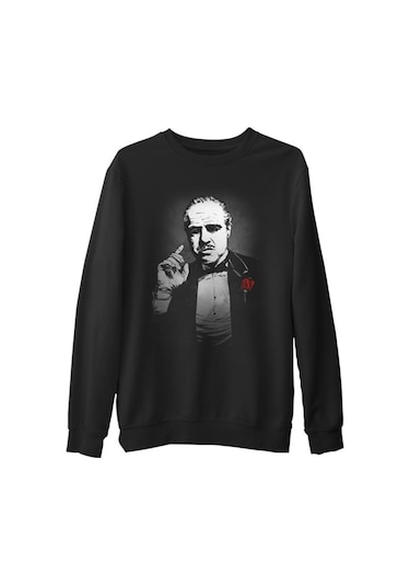 The Godfather - The Rule Siyah Erkek Kalın Sweatshirt