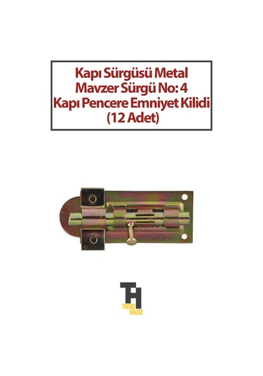 Kapı Sürgüsü Metal Mavzer Sürgü No: 4 Kapı Pencere Emniyet Kilidi 12 Adet