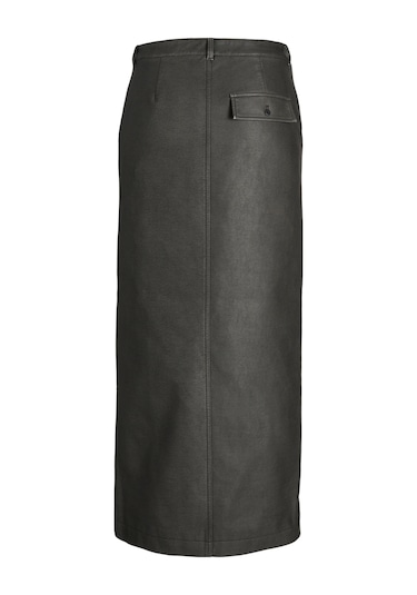 Jack & Jones Kadin Deri Görünümlü Maxi Boy Yirtmaçli Etek - Maddy - 12262132 Black
