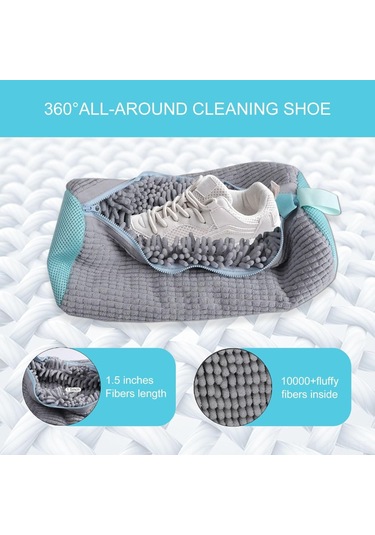 Tenfowee Gri Kaliteli Ayakkabı Yıkama Çantası - Dayanıklı Poliester, Makine Yıkamada Koruma, Deformasyona Karşı, Invisible Otomatik Kilitli Fermuar Gri