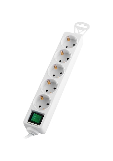 S-Link SPG-F05 306J Euro Soket 3G1.0mm Tam Bakır 5'li Akım Korumalı Priz 1.5 Metre Beyaz