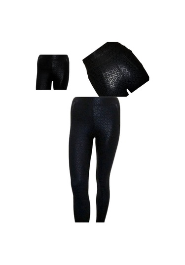 Besttrend Kadın Deri Baskılı Fermuarlı Siyah Pantolon Tayt (161)