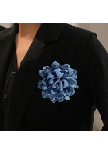 Homyl Kadınlar Için Çiçek Broş Rozeti Büyük Dans Ziyafeti Koyu Mavi