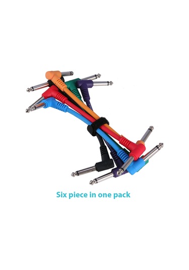 Suofeng 6.35mm Kavisli Gitar Efekt Pedalı Kablosu - 15cm Uzunluk, 6'lı Paket, Pvc Kaplama, Çok Renkli Seçenek