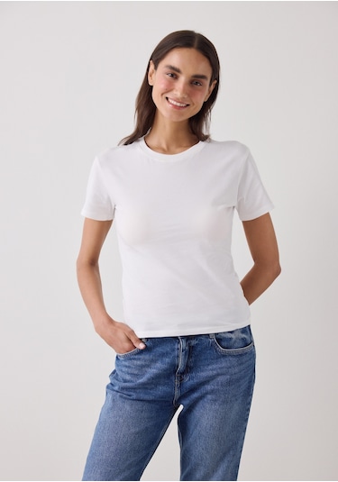 Penti Kırık Beyaz Essential Slim Fit Kısa Kollu Tişört