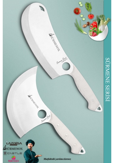 Sürmene Serisi Mutfak Bıçak Seti Ekmek Sebze Salata Börek Pizza Şef Bıçağı 2 Li Set Beyaz Mft-017 Beyaz