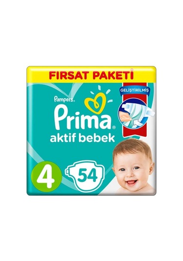 Prima Bebek Bezi Aktif Bebek 4 Beden 54 Adet Prima Bebek Bezi Aktif