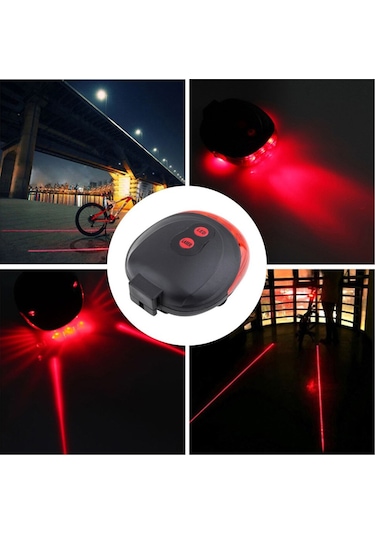 Xbyc 9685 Bisiklet Arka Lazerli Stop Lamba Led Lazer Işıklı Gri - Siyah