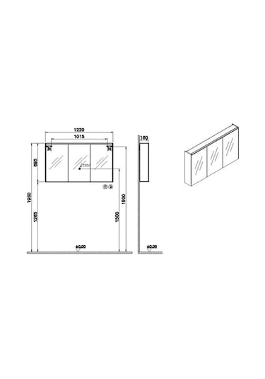 VitrA Core Dolaplı Ayna 120 Cm 66913 Krom