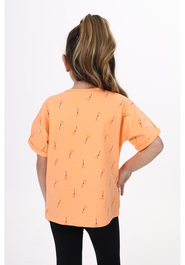 Toontoy Kids Toontoy Kız Çocuk Baskılı Tişört Oranj