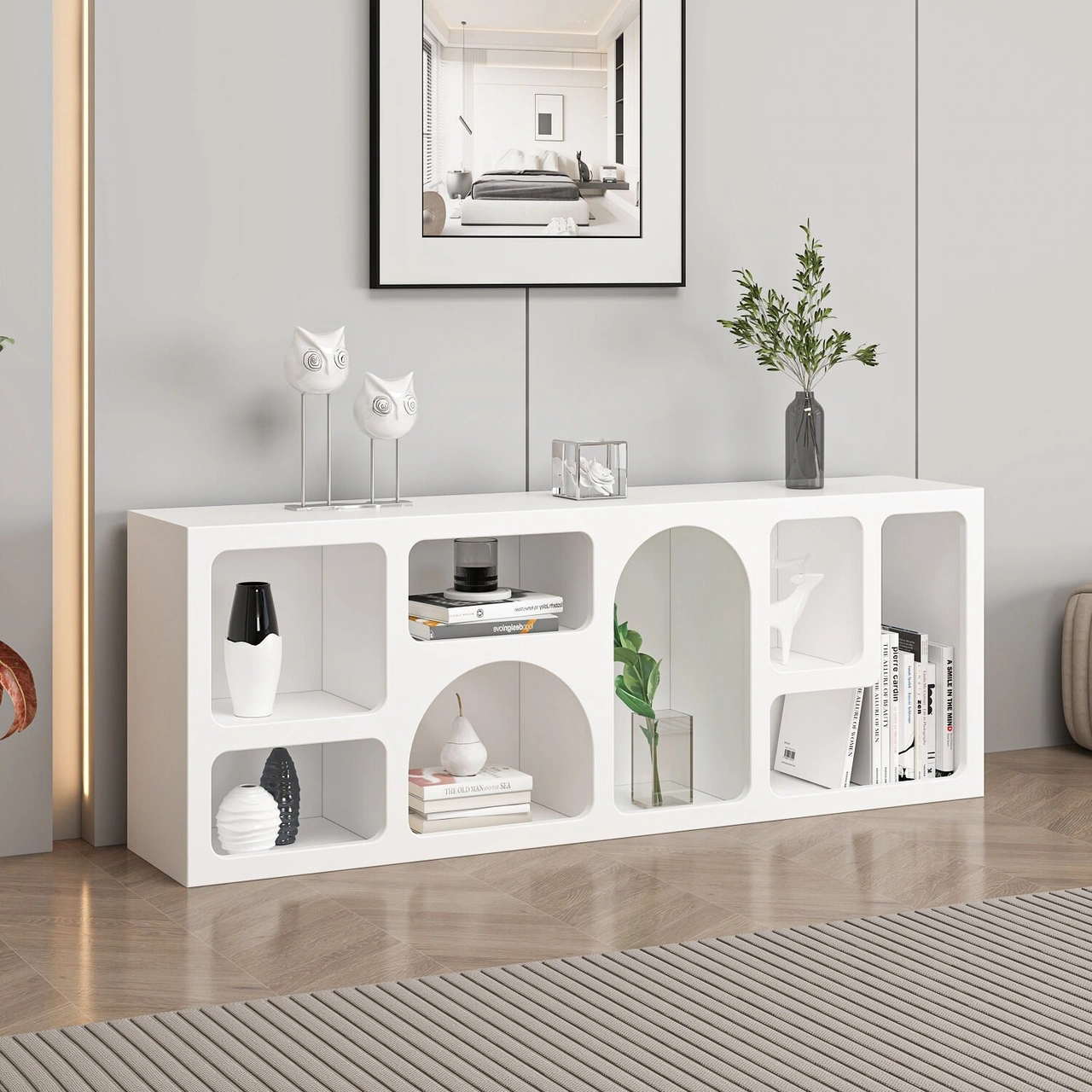 Bohem Kitaplık 135 Cm Mebran - Beyaz Beyaz