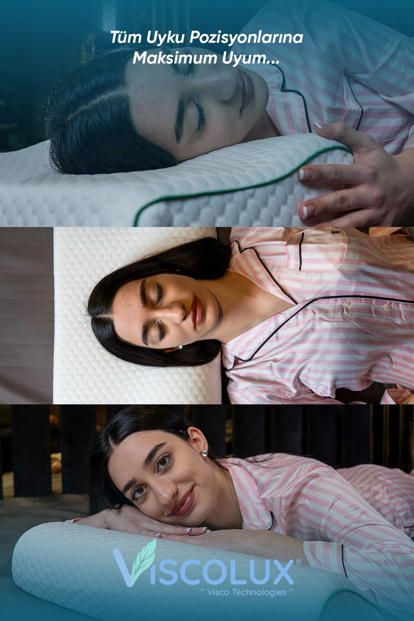 Medium Boy Ortopedik Yastık - Boyun Destekli Visco Yastık 56x36x11/7 Yeşil