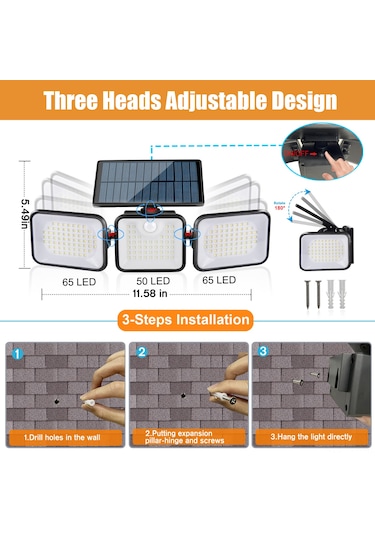 Dianziye Güneş Enerjili Sensörlü Duvar Aydınlatması, Su Geçirmez Bahçe Ve Ev Aydınlatma Işığı, Ip65 Koruma