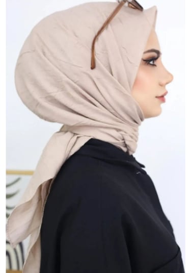 Melodi Scarf Kadın Tesettür Pratik Bambu Kraş Eşarp Taş Rengi Taş Rengi
