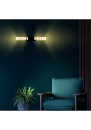 Bubblelight Medium Şık Tasarım Modern Ledli Aplik Siyah Pilli Siyah