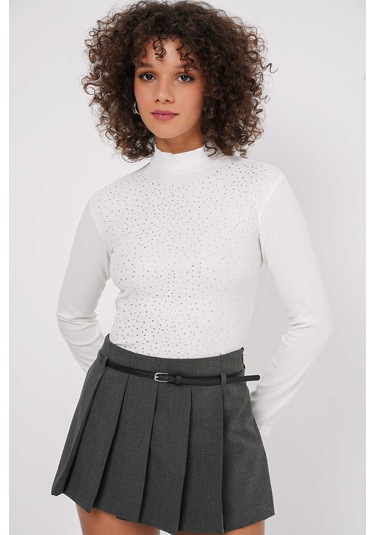 Gabria Taşlı Uzun Kol Bluz Beyaz