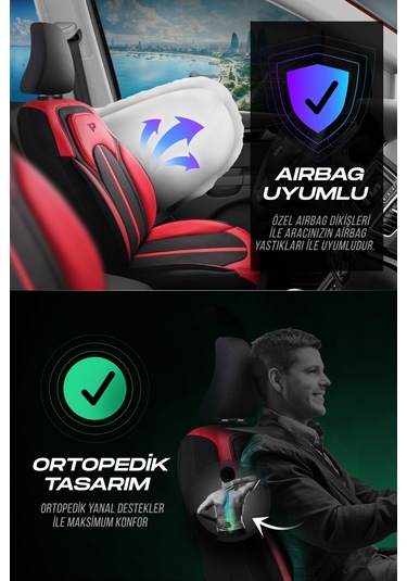 Panda Sevılla Serısı Keten Kumaş Oto Koltuk Kılıfı - Tam Set