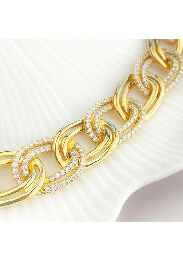 Kadın Bileklik Kalın Samanyolu Bileklik Kuyumcu Model Gold 18 Cm Gold