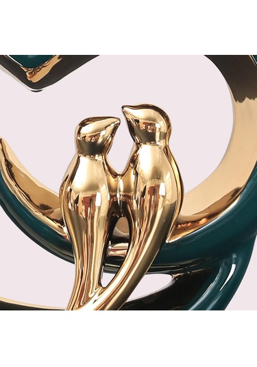 Suntek Modern Seramik Meyve Heykeli Raf Altın Kuşlar Parti El 22.5cmx23cm