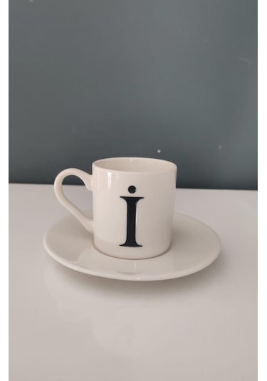 Decorıum Kum İ Harfli Kahve Fincanı Beyaz