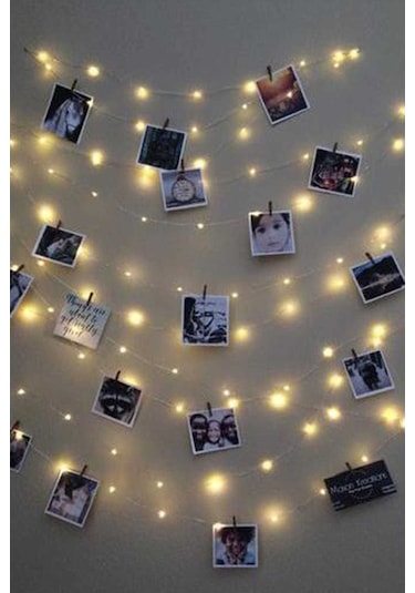 Peri Led Işık 5 Metre Sarı Pilli + 25 Adet Küçük Mandal