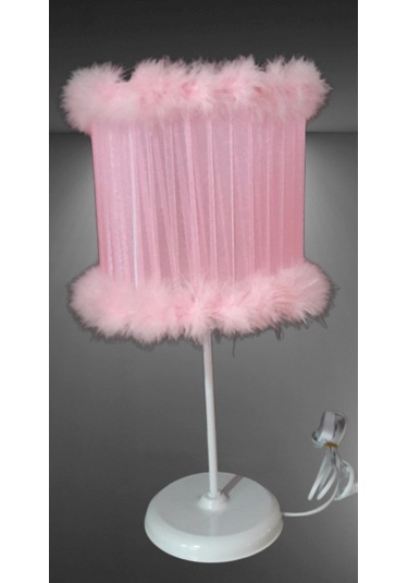 Pembe Tüylü Yatak Odası Kız Odası Abajuru