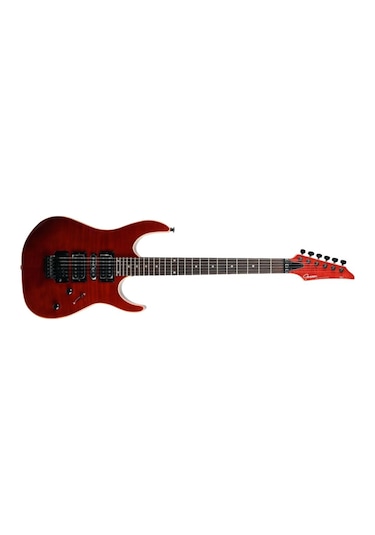 Guson Modern Superstrat Hsh Fr Tremolo Elektro Gitar Flame Top - Crimson