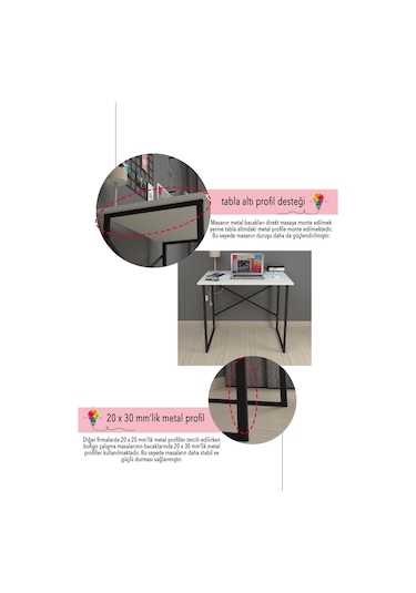 Bofigo Çalışma Bilgisayar Masası 60 x 90 CM Beyaz