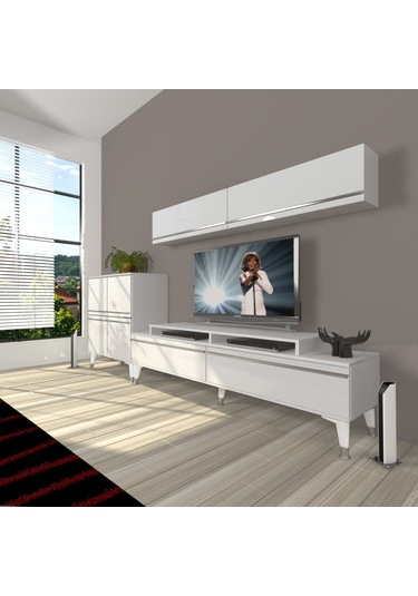 Decoraktiv Ekoflex 6y Mdf Silver Tv Ünitesi Tv Sehpası Beyaz